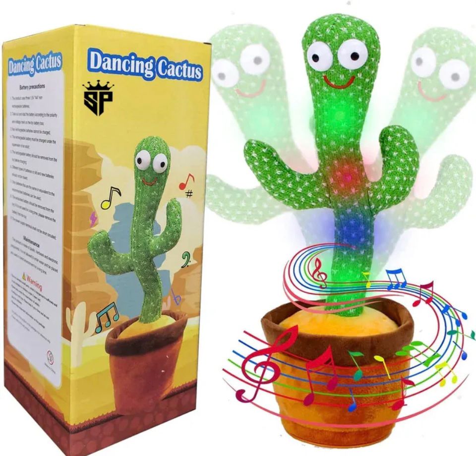 Cute Dancing Cactus Toy for Kids | Talking Dancing Shaking & Talk Back with Lights | Happy Birthday Gift