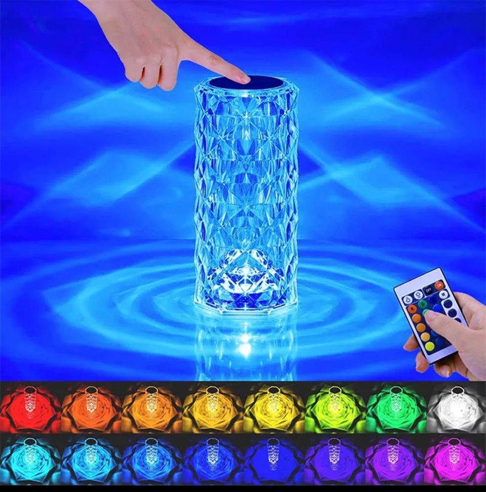Crystal Lamp Rose Light Diamond Lamp 16 Colors Changing with Remote Control