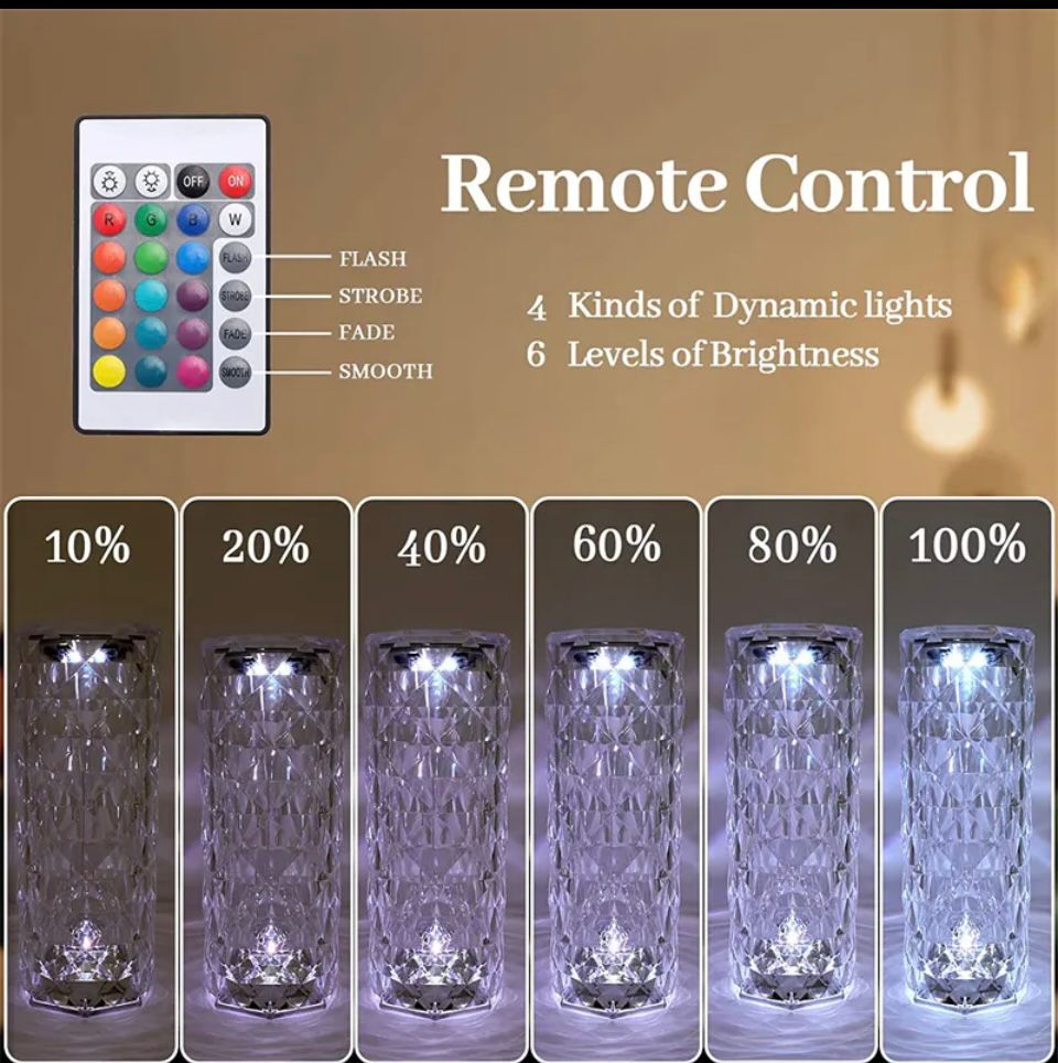 Crystal Lamp Rose Light Diamond Lamp 16 Colors Changing with Remote Control