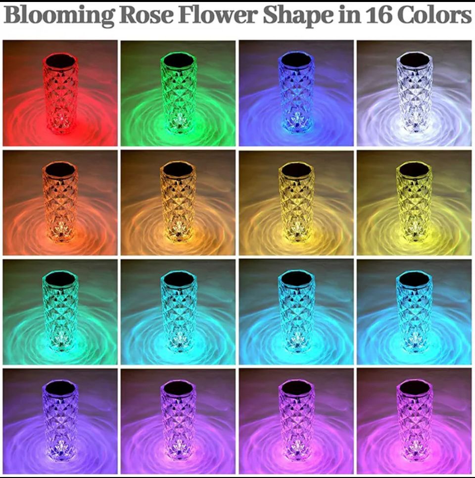 Crystal Lamp Rose Light Diamond Lamp 16 Colors Changing with Remote Control